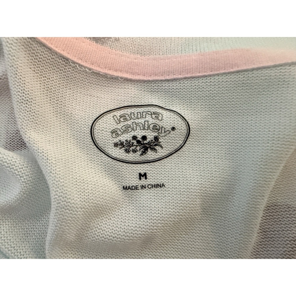 LAURA ASHLEY WOMEN SOFT COZY NIGHTGOWN M PASTEL MINT FLORAL NWT LACE POCKET - Picture 10 of 12